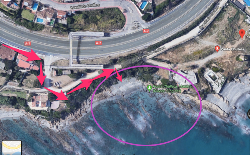 How to get to Punta Chullera in Manilva - map of access