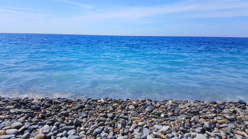 Cyan water of the sea in Nice, French Riviera