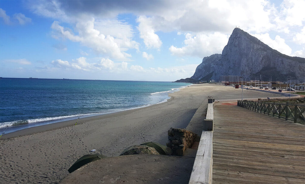 A stunning view to the Rock of Gibraltar, taken from levant beach in La Linea