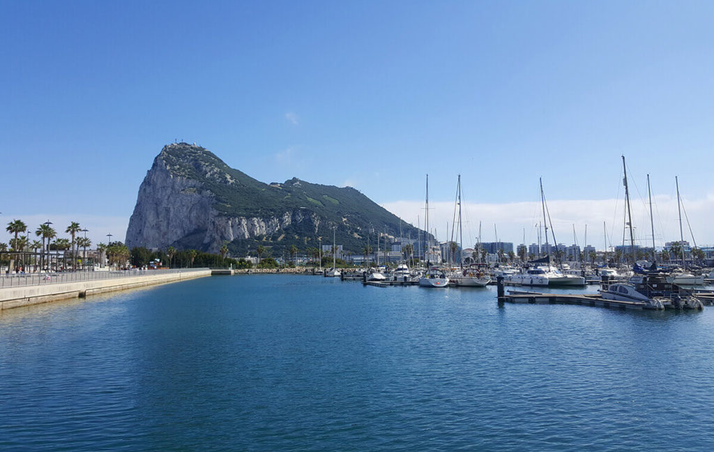 The Rock of Gibraltar, a view taken from the port of La Linea